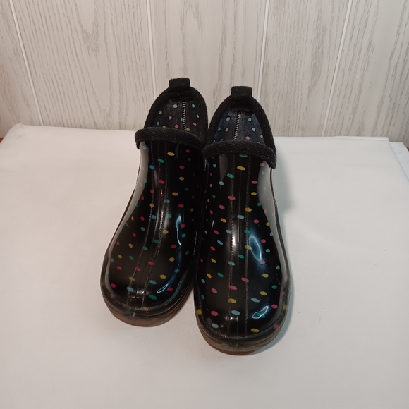 Capelli Rain Ankle Booties Women's Size 6 Black With Polka Dots. - Picture 2 of 8